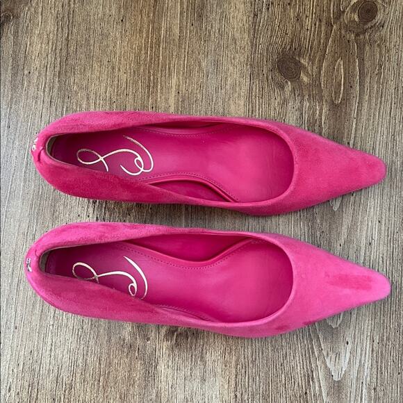 Sam Edelman Bianka Dahlia Pink Suede Pointed Toe Kitten Heels - Picture 9 of 13
